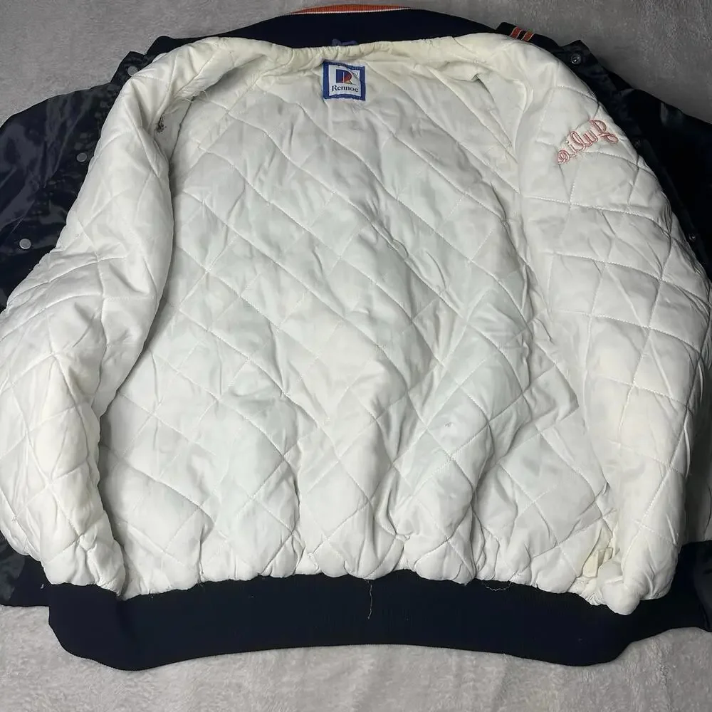 Vintage Rennoc USA Made Nylon Quilt Lined‎ Collared Jacket Men XL Spanish Club